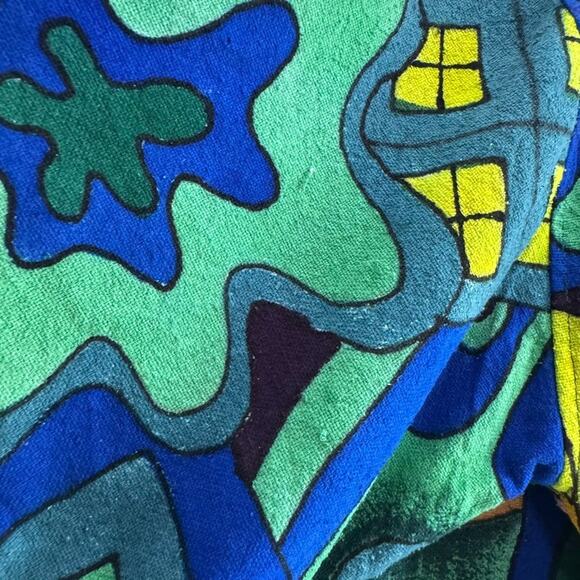 VTG Deeve New York Jacket Women One Size Green Silk Art To Wear Abstract City - Picture 12 of 16